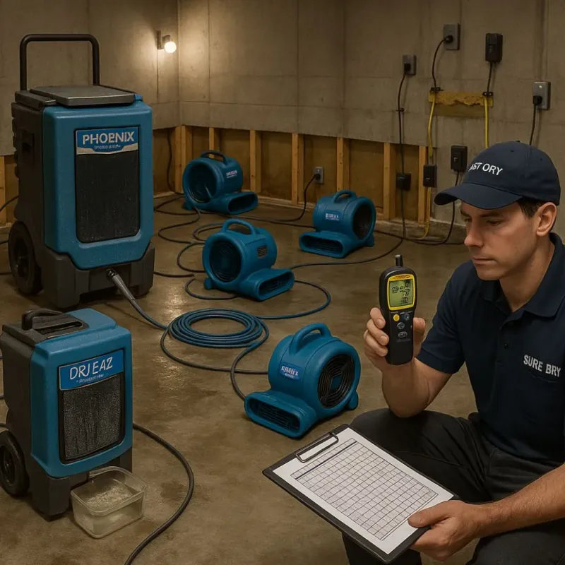 Structural Drying and Dehumidification process in Walnut, CA